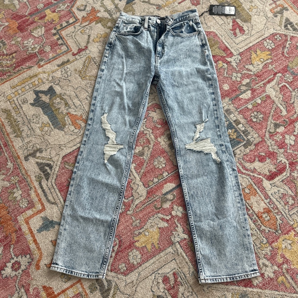 Hudson Womens Jade Destroyed Denim Straight Leg Jeans